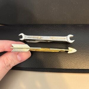 Vintage Silver and Gold Arrow and Wrench Tie Clips